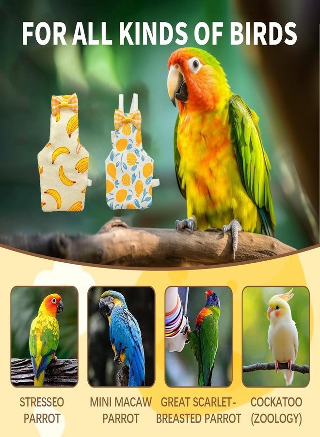 squishy 2 pcs Bird Diaper, 2-Pack Parrot Diaper Set with Adjustable Straps, Lightweight and Washable Bird Diapers for Cockatiels, Budgies, and Small Parrots, Size L (Yellow and Blue, L, 2, Count) - Image 3